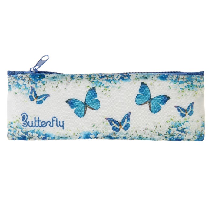 Пенал мягкий 1 отделение, плоский 70х195 мм "Нежные бабочки"