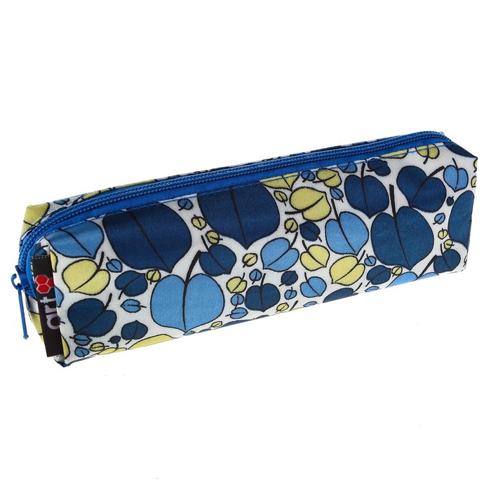 Пенал мягкий 1 отделение, средний, ткань 55х195 мм "Цветной листопад сатин"