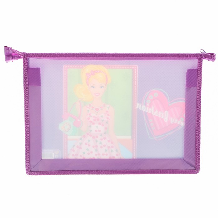 Папка для тетрадей А4, молния сверху, пластиковая «Модная красотка»
