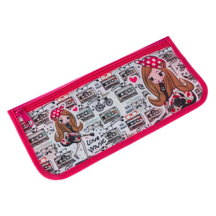 Пенал мягкий 1 отделение, плоский 115x215 мм Hipster girl