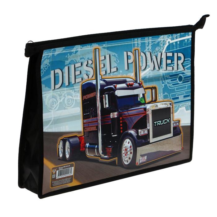 Папка для тетрадей А4, молния сверху, пластиковая «Тягач»