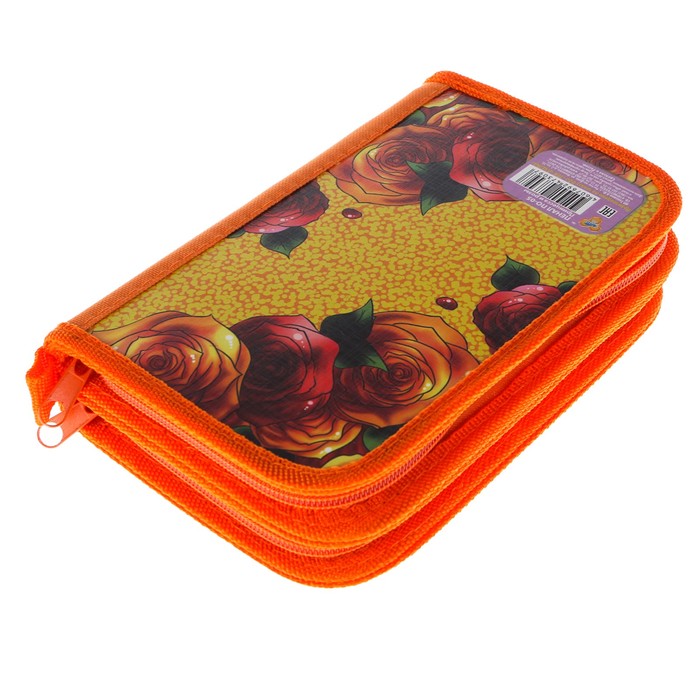 Пенал 2 секции 120x190 мм, откидная планка, ламинированный картон "Принцесса и розы"