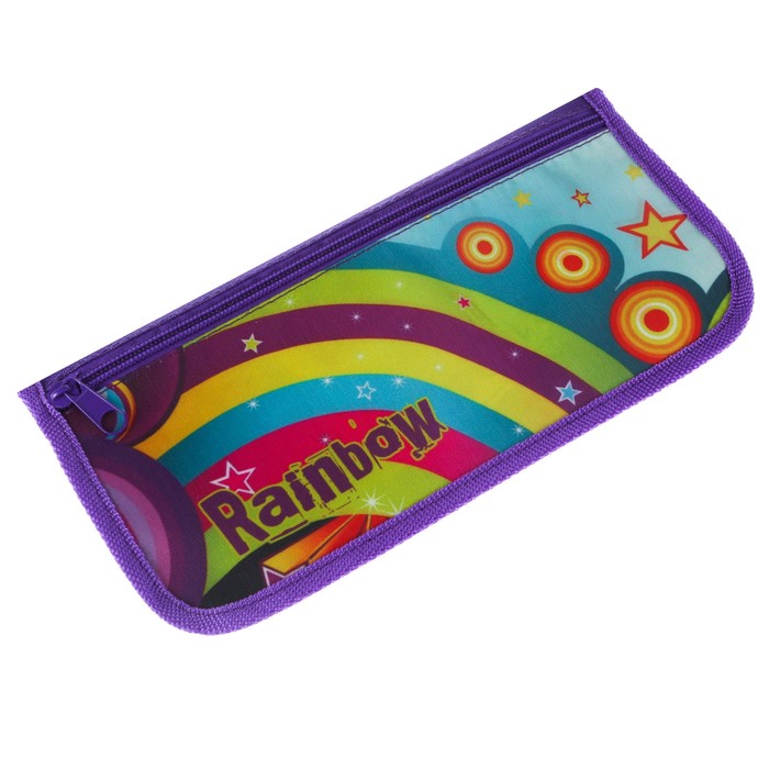 Пенал мягкий 1 отделение, плоский 115x215 мм "Радуга"