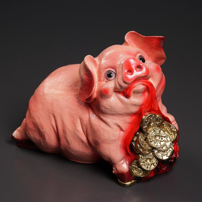 Копилка "Свинка с мешком монет"