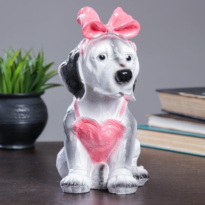 Копилка "Собака с розовым бантом"