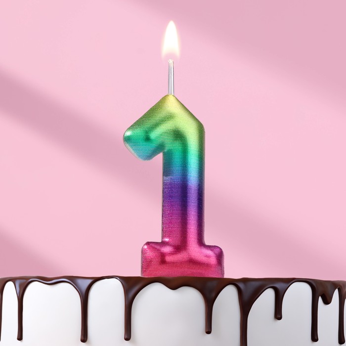 Свеча в торт Акварель, цифра 1, 6 см свеча в торт единорог цифра 1 6 см