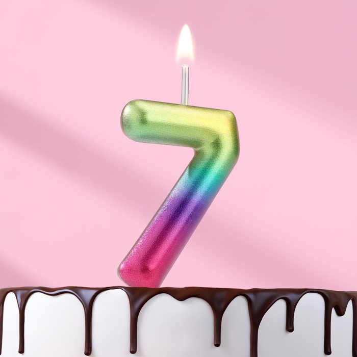 Свеча в торт Акварель, цифра 7, 5,5 см свеча в торт цифра 7 голубая
