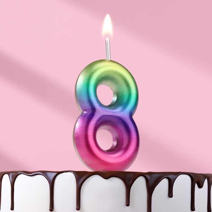 Свеча в торт Акварель, цифра 8, 5,5 см свеча в торт акварель цифра 5 6 см