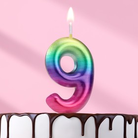 Свеча восковая для торта "Акварель" цифра 9