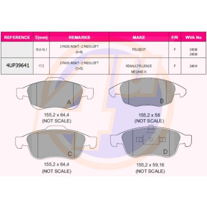 Колодки тормозные 4U 4UP39641