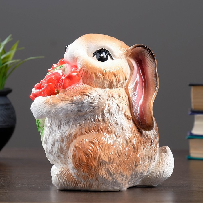 Копилка "Зайка с цветами" микс