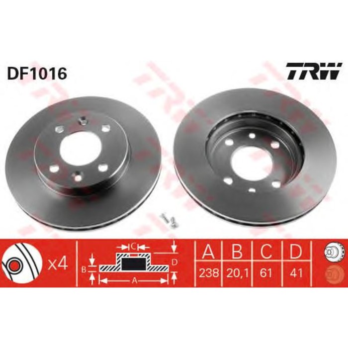 Диск тормозной  TRW DF1016