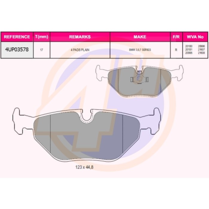 Колодки тормозные 4U 4UP03578