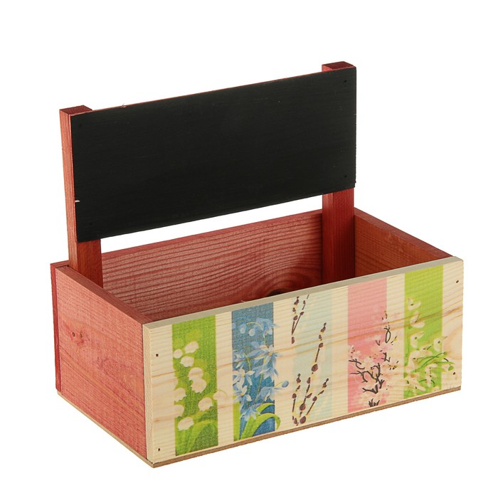 Кашпо флористическое "Весенние цветы", с грифельной табличкой, 24,5 x 14,5 x 20 см