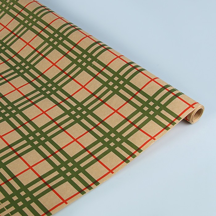 Бумага упаковочная крафт "Клетка люкс" 0.6 x 10 м
