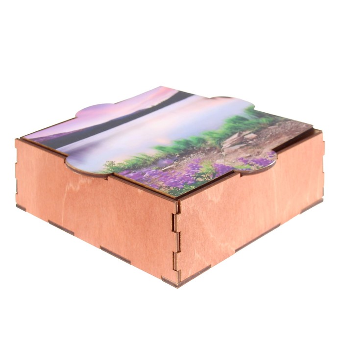 Шкатулка фанера "Нежное озеро" (набор 6 деталей) 16х15х5 см