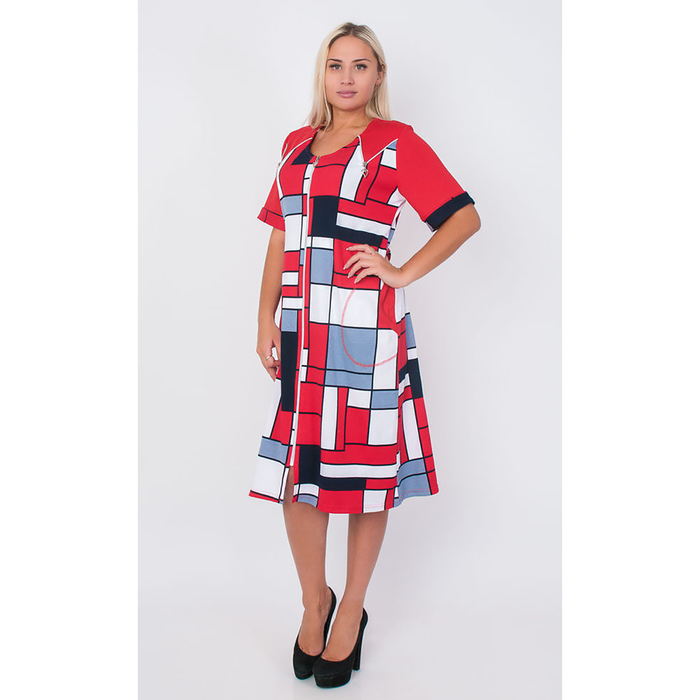 Халат женский на молнии Д-178 цвет МИКС, р-р 48