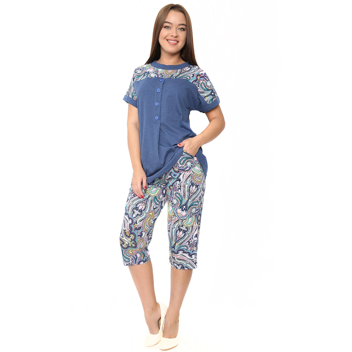 Комплект женский (футболка, бриджи) ТК-494 цвет МИКС, р-р 48