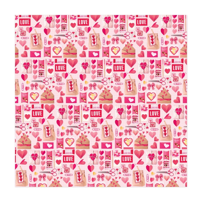 Бумага для скрапбукинга I love you, 30,5 х 30,5 см 180 г/м