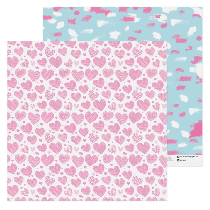 Бумага для скрапбукинга "Сердечки", 30,5 х 30,5 см 180 г/м