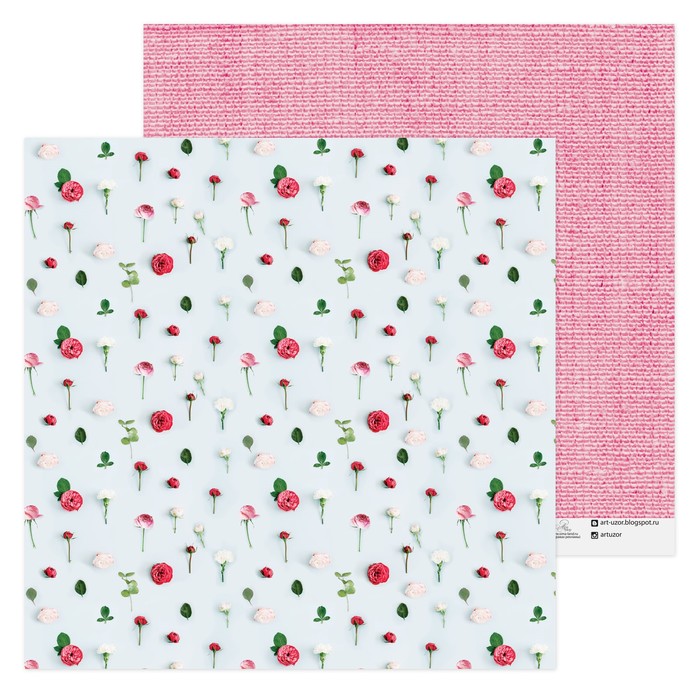 Бумага для скрапбукинга «Розы», 30,5 х 30,5 см 180 г/м
