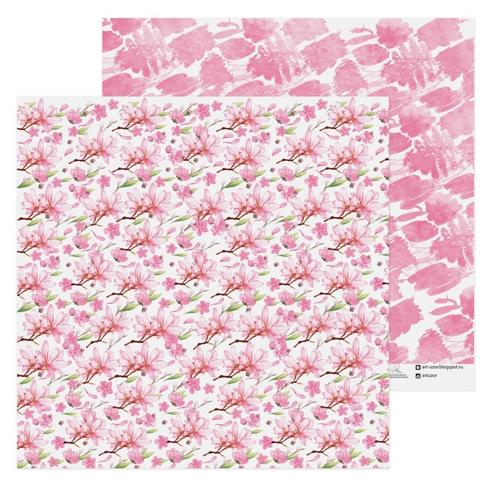 Бумага для скрапбукинга «Нежные цветы», 30,5 х 30,5 см 180 г/м
