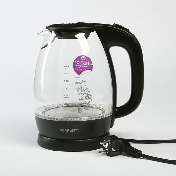 Чайник электрический Scarlett SC-EK27G34, 2200 Вт, 1.7 л, черный
