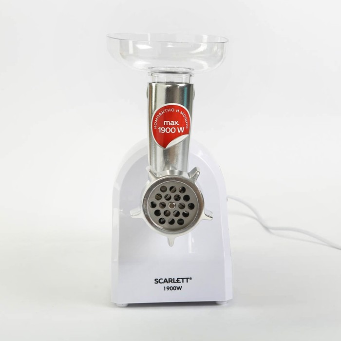 Мясорубка Scarlett SC-MG45S52, 1900 Вт, реверс, диски 5 и 7 мм, белый