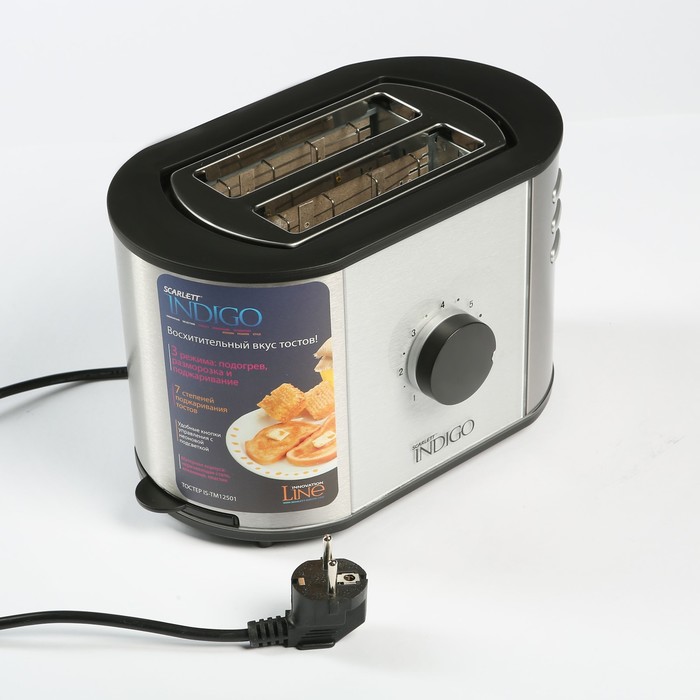 Тостер Scarlett IS-TM12501, 800 Вт, подогрев, размораживание, 7 степеней прожарки