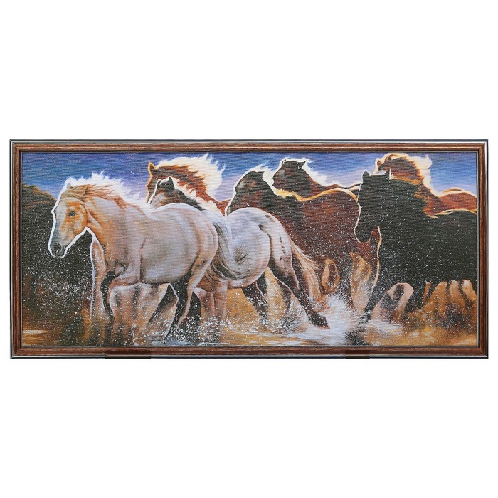 Картина "Кони несутся" 33*73 см