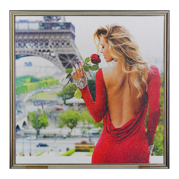 Картина "Дама в красном" 52*52 см