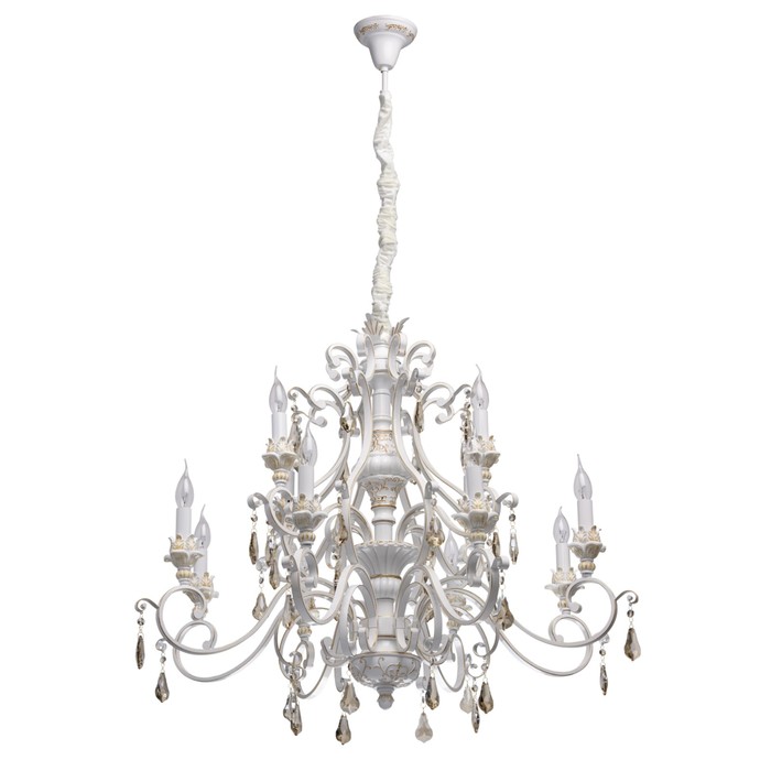 Люстра подвесная "Версаче" 12x60W E14 белый, золотой 97x97x487см