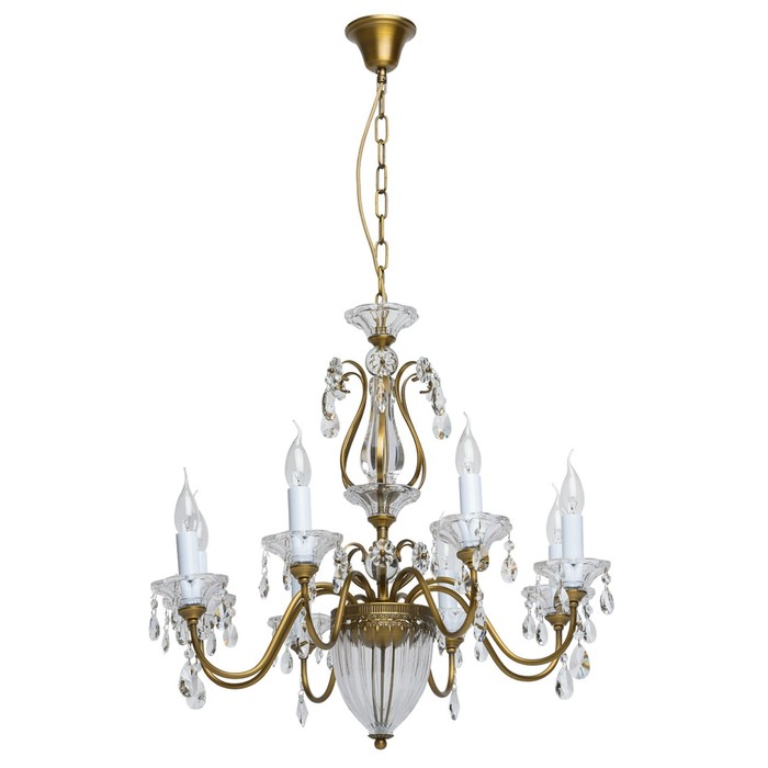 Люстра подвесная "Селена" 8x40W E14 латунь 65x65x135см