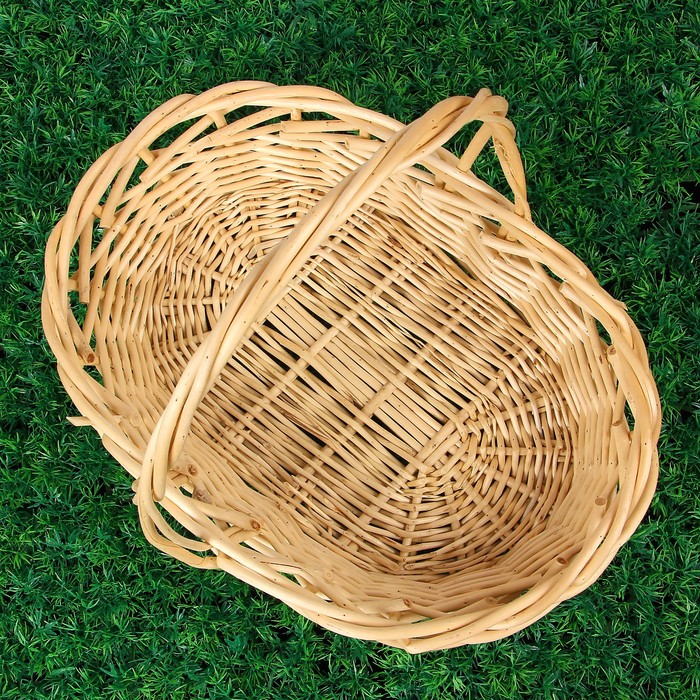 Корзина «Низкая», 39х26 см, H=11/30 см, натуральная, ручная работа