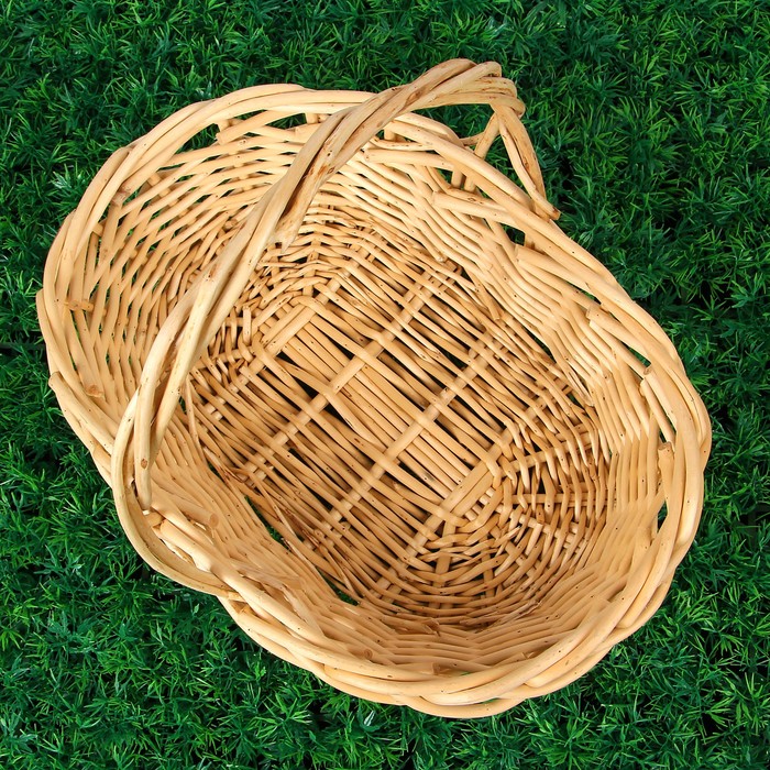 Корзина «Низкая», 32х22 см, H=10/26 см, натуральная, лоза