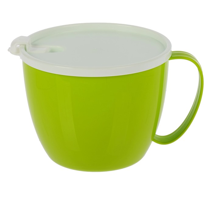 Кружка для супа 700 мл с крышкой, цвет салатовый