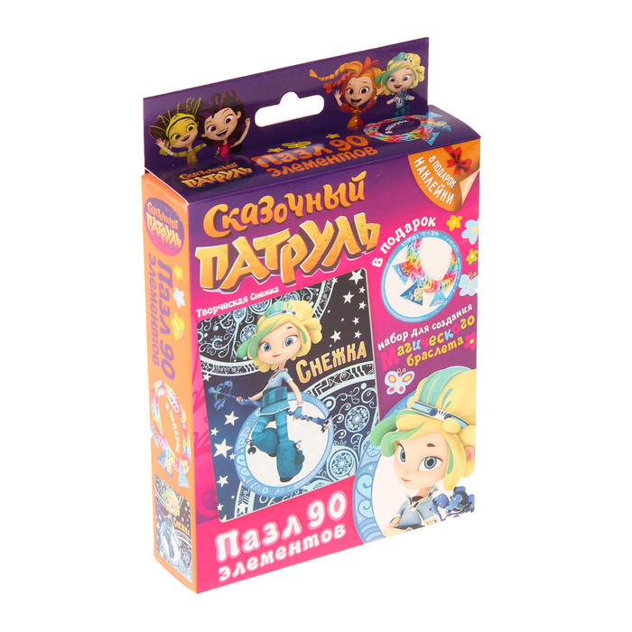 Пазл Сказочный патруль "Творческая Снежка", 90 элементов + браслетик, наклейка