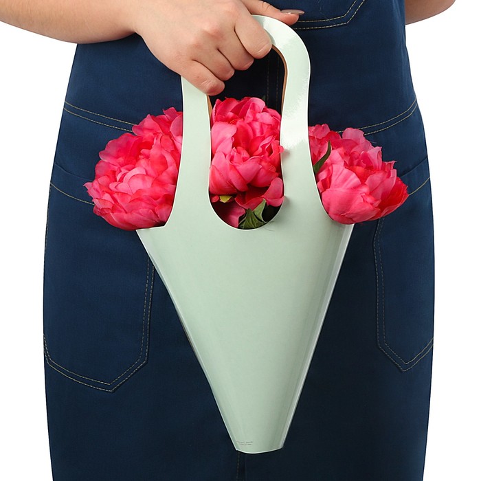 Пакет–конус с бумажными ручками «Бирюзовый», 15 × 38 см