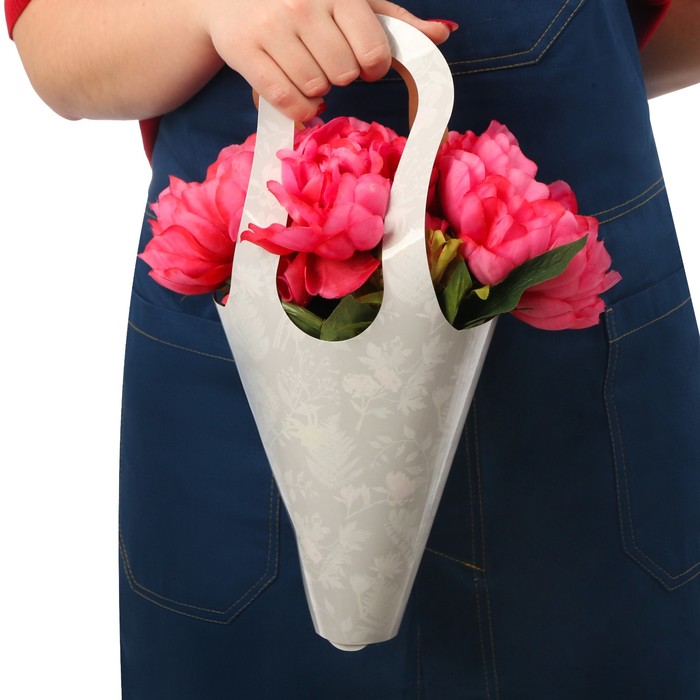 Пакет–конус с бумажными ручками «Растения», 15 × 38 см