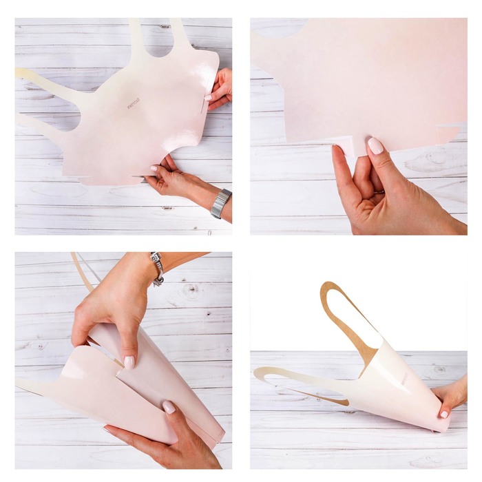 Пакет–конус с бумажными ручками «Белый горошек», 15 × 38 см