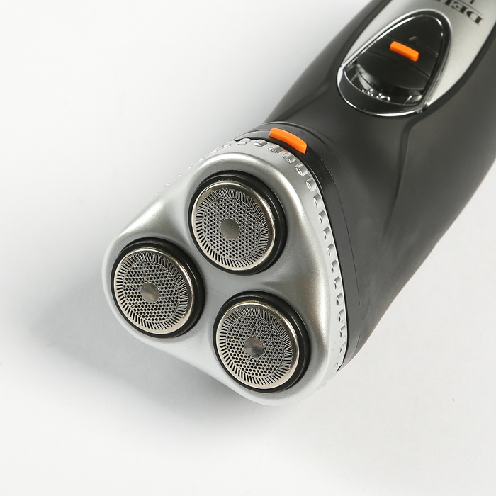 Электробритва DELTA LUX DL-0723, 3 Вт, роторная, чёрный с серебром