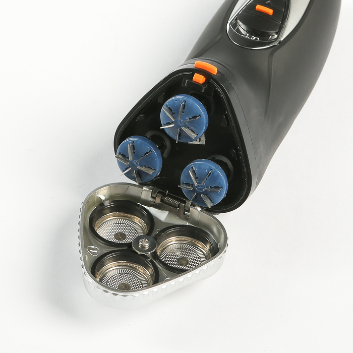 Электробритва DELTA LUX DL-0723, 3 Вт, роторная, чёрный с серебром