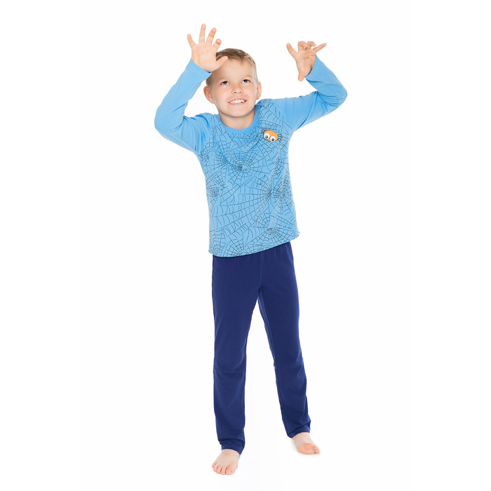Пижама для мальчика, рост 128-134 см, цвет голубой/т.синий