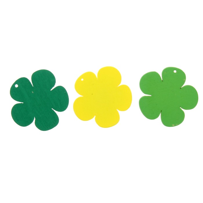 Подвеска деревянная для декора "Цветок" зелёный/жёлтый, d=4 см