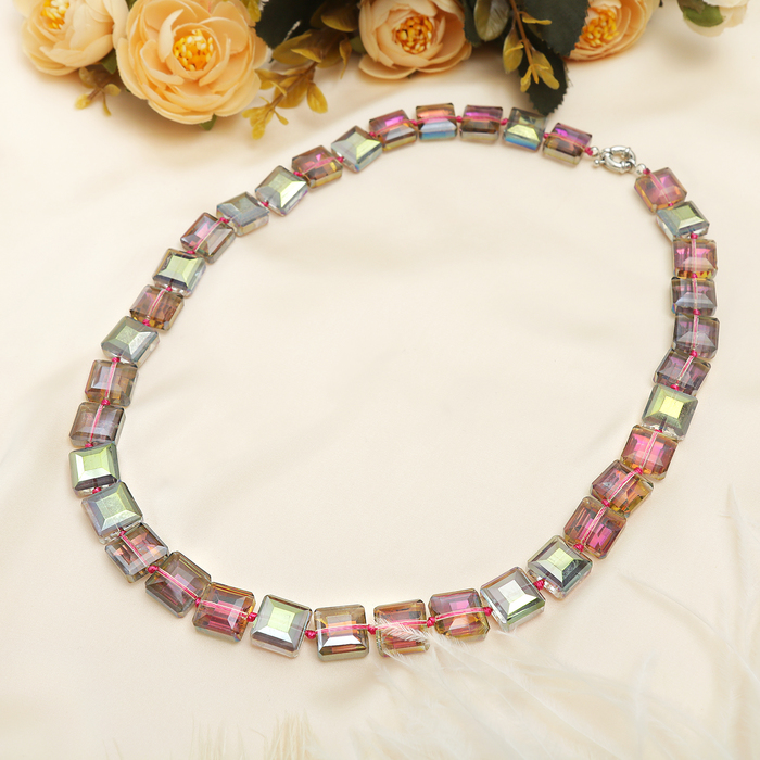 Бусы стеклянные "Квадрат", цвет радужный, 55см