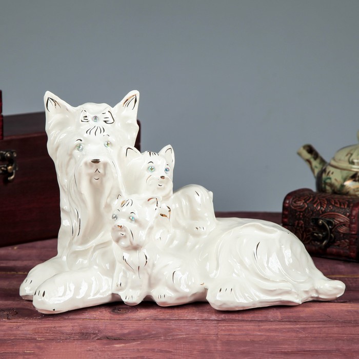 Копилка "Собака Йорк мама" глянец белый