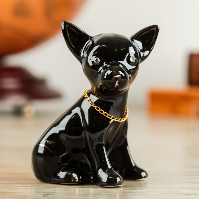 Копилка "Собака Чихуахуа" мини  глянец чёрный