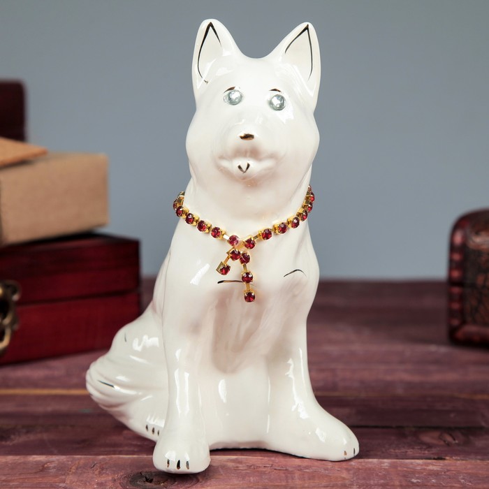 Копилка "Собачка Овчарка", мини, глянец, белый