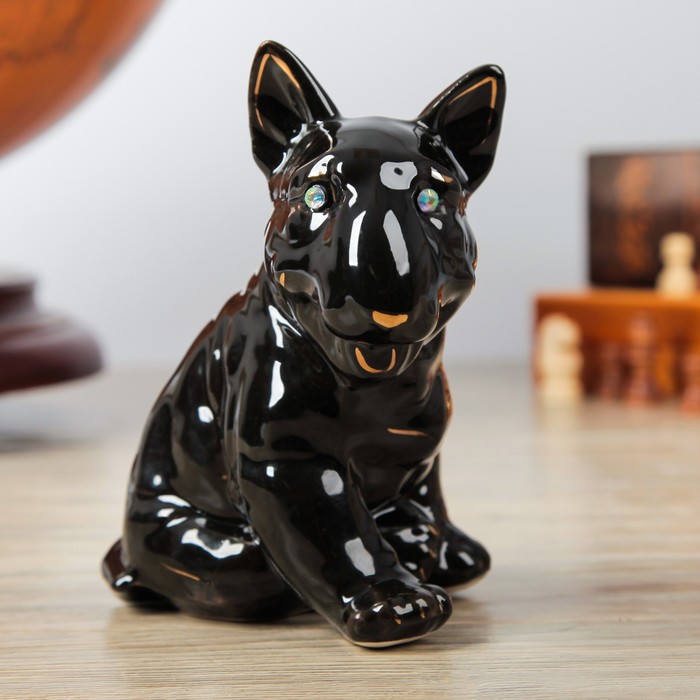 Копилка "Собака Бультерьер", глянец, чёрный