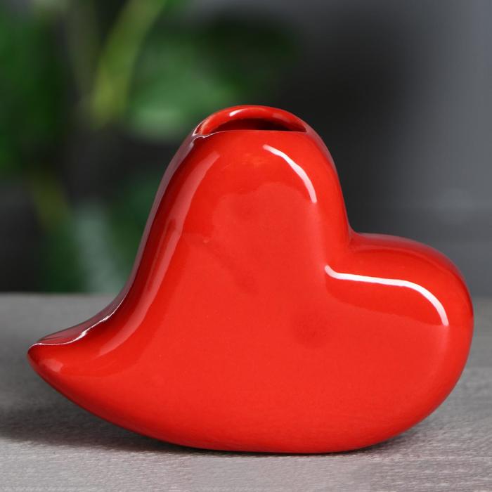 Ваза керамическая "Сердце", настольная, красное, 9 см